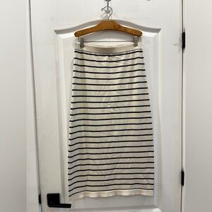 Zara Striped Cream and Navy Women's Midi Skirt